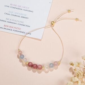 Healthy Pregnancy Bracelet Rose Quartz Aquamarine Prenatal Gift Mom Baby Shower